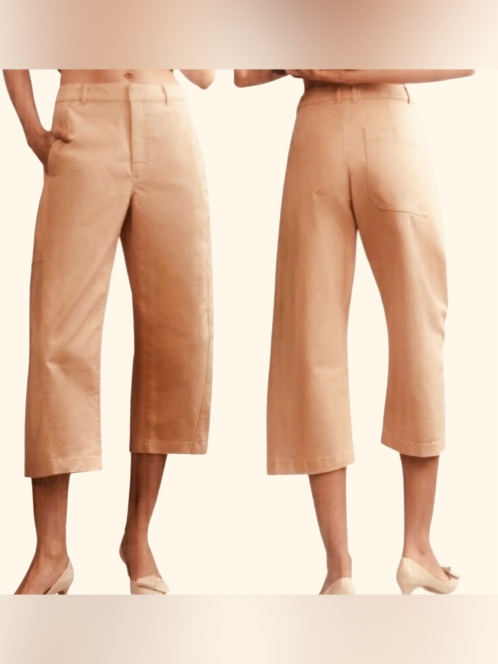 Anthropologie Maeve Curved Cropped Chino Pants Size 14
